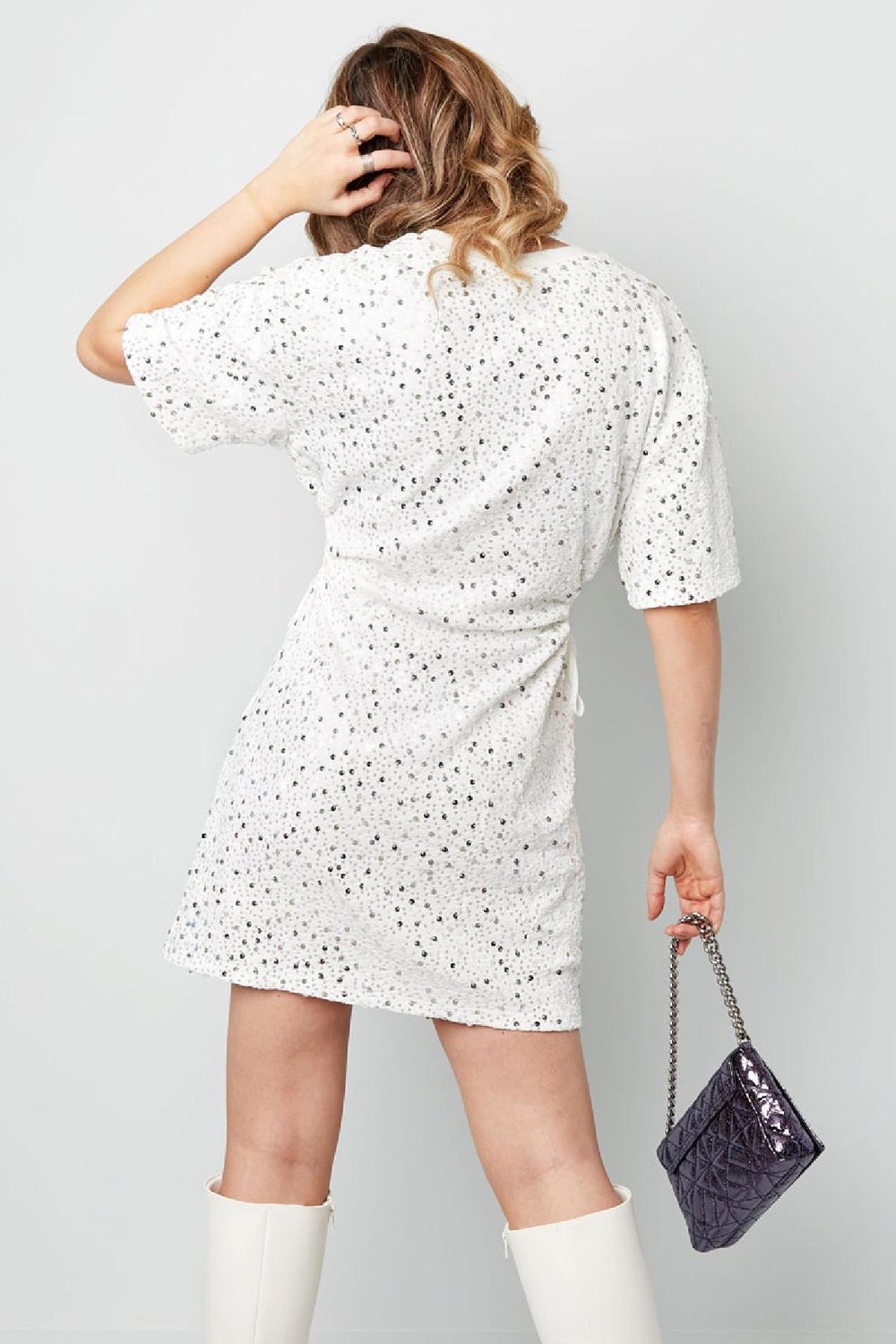 Robe sequin découpée Noir S h5Image6